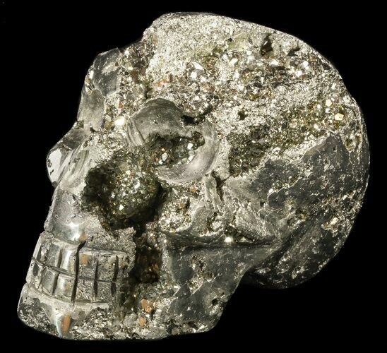 Polished Pyrite Skull With Pyritohedral Crystals #50985